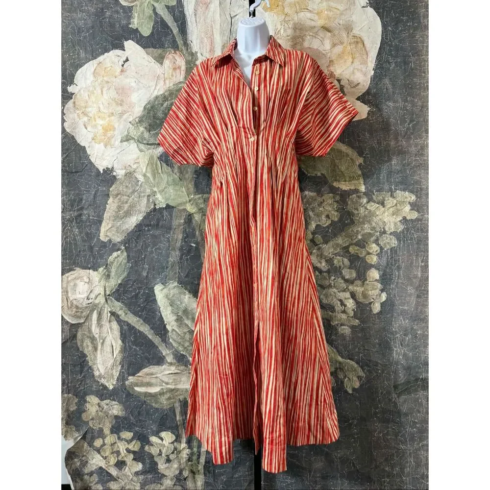 New Anthropologie The Tobie Button-Front Pleated Shirt Dress by Exquise Size M - Picture 5 of 10